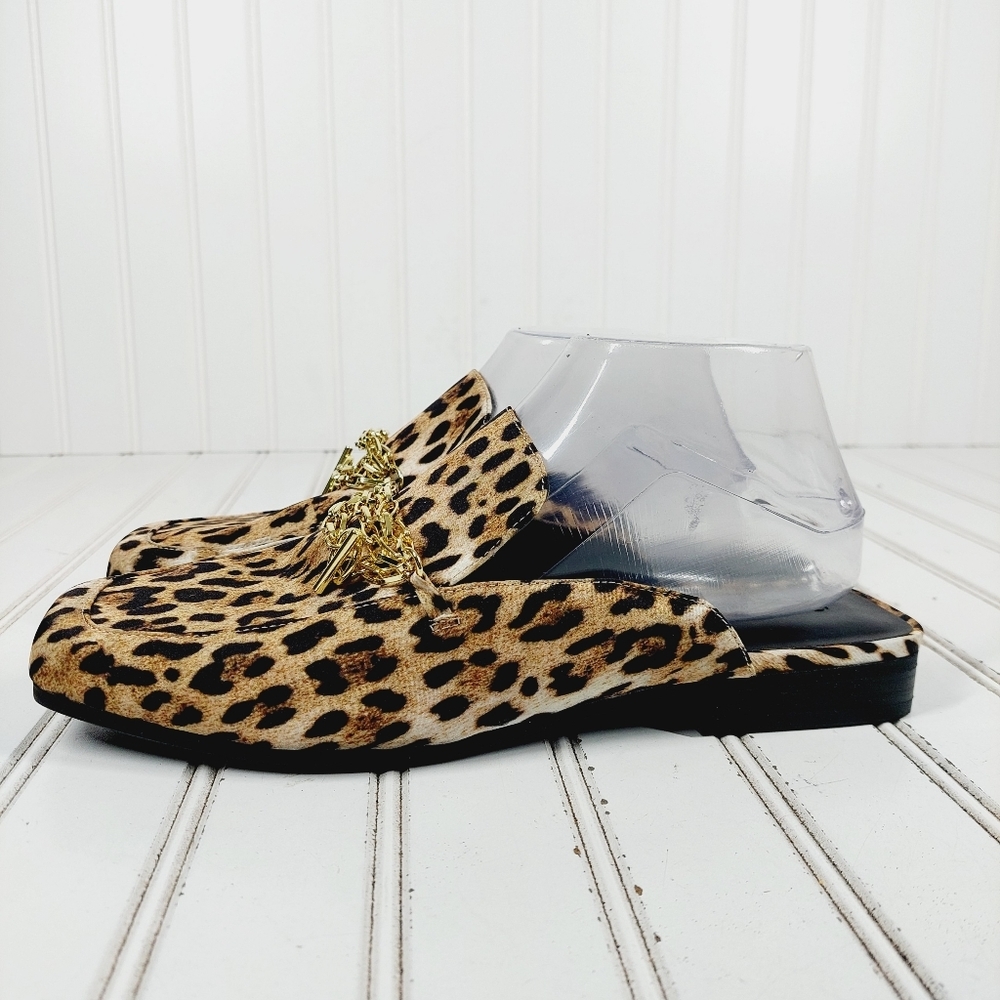 New Open Edit Nash Leopard Print Square Toe Mules M266